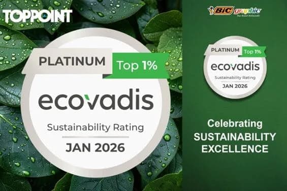Drei bedeutende EcoVadis-Meilensteine: BIC Graphic & Toppoint erneut mit Platinum ausgezeichnet, BergHOFF Belgium erhält Silver